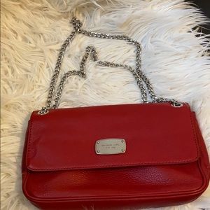 Michael Kors Red Chain Strap leather Bag Purse